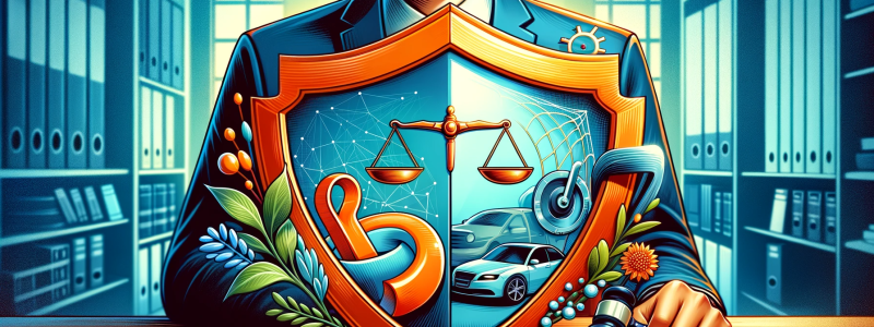 A close-up, vibrant and positive image reflecting the theme of insurance and legal advice in an accident scenario. The image should depict a professional setting, perhaps a comforting and reassuring environment of a legal or insurance office. There should be elements symbolizing protection and support, like a shield or a safety net, incorporated subtly in the decor, emphasizing the theme of security and assistance in legal matters. The colors should be realistic yet leaning towards a warm and inviting palet